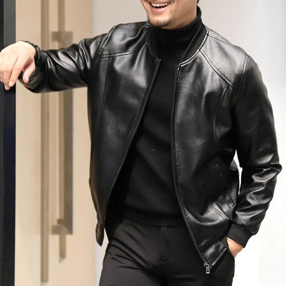 Stylish Men's Black Leather Jacket - BritishElegance