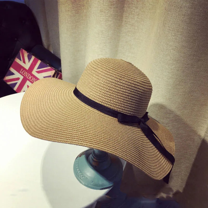 Lightweight Natural Fiber Summer Panama Hat with Ribbon