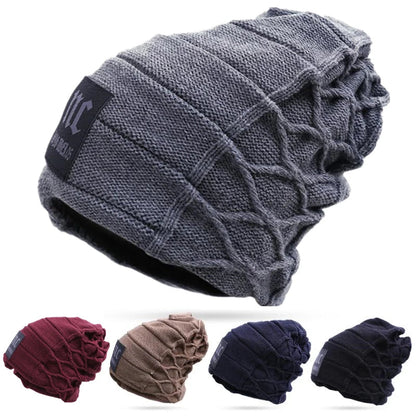 Warm Faux Fur Lined Knit Winter Hat - VogeLuxe