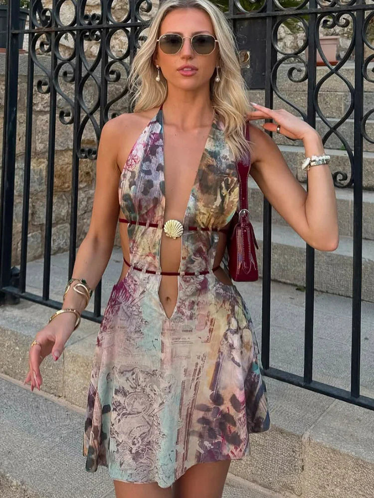 Sleeveless Cutout Mini Party Dress - VogeLuxe