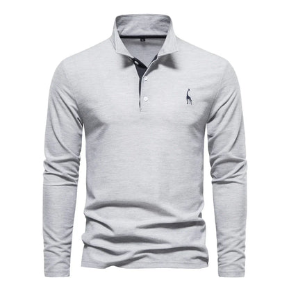 Classic Embroidered Long Sleeve Polo Shirt