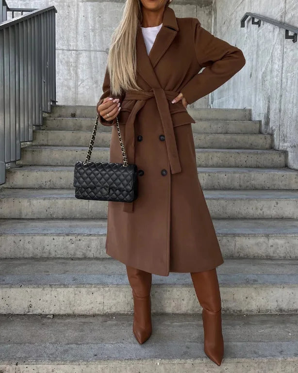 Ladies Classic Warm Double Breasted Winter Coat