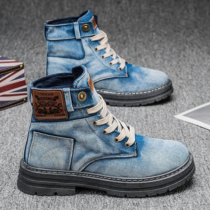 Comfortable 48 Inch Denim Buckle Men's Hiking Boots