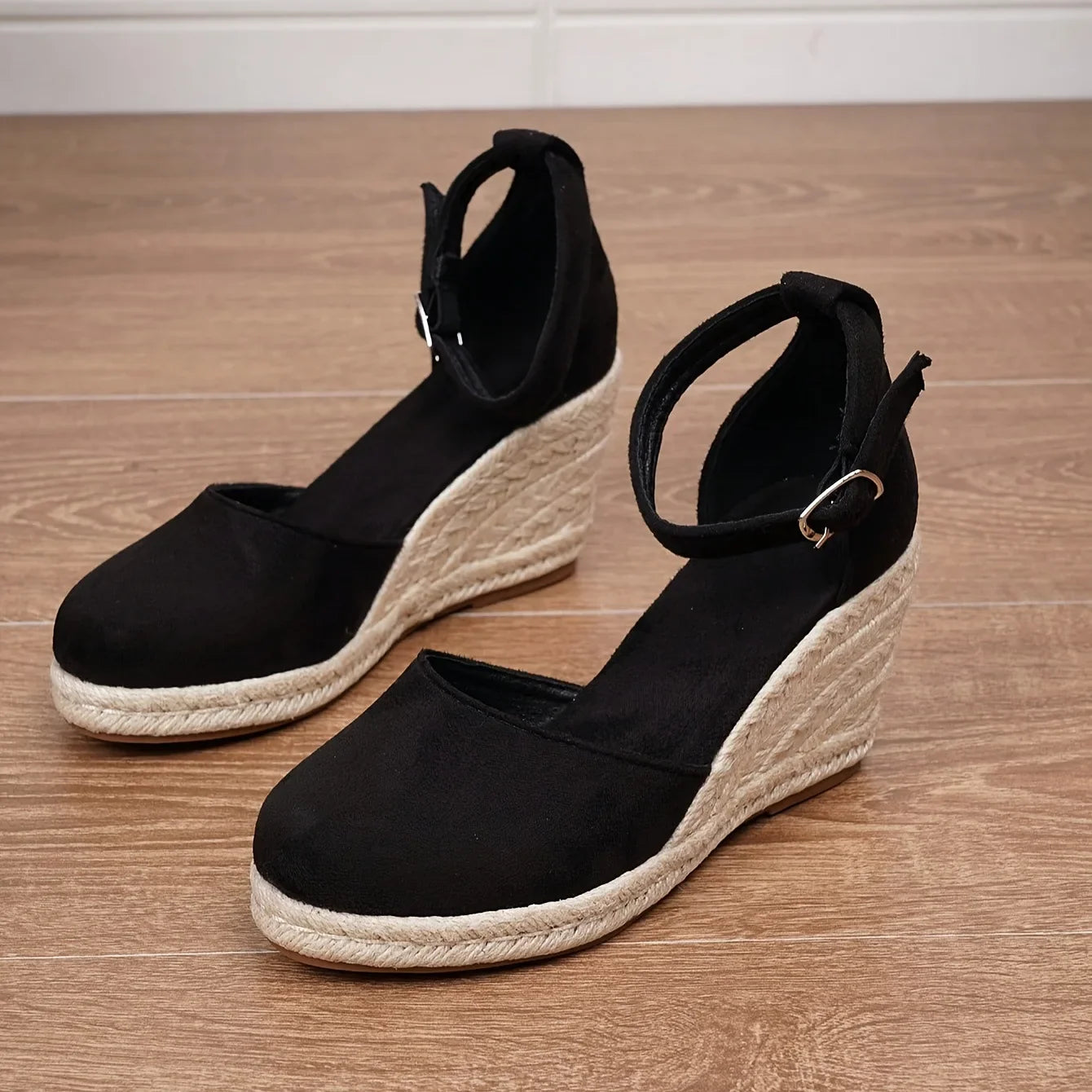 Suede Strap Espadrille Wedge Heel Sandals for Women