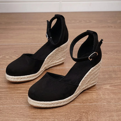 Suede Strap Espadrille Wedge Heel Sandals for Women