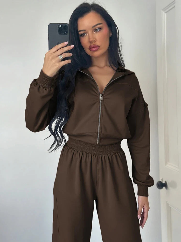 Comfortable Women's Striped Hoodie Tracksuit Set