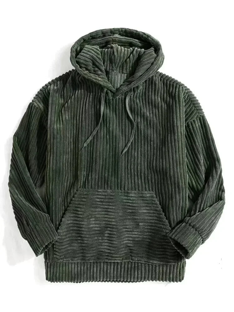 Warm Hooded Corduroy Jacket - Classic Streetwear Sweatshirt