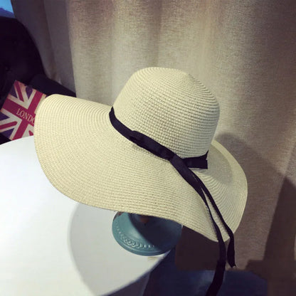 Lightweight Packable Straw Sun Hat with Ribbon