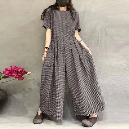 Floral Loose-Fit Jumpsuit - Elastic Waist Summer Romper