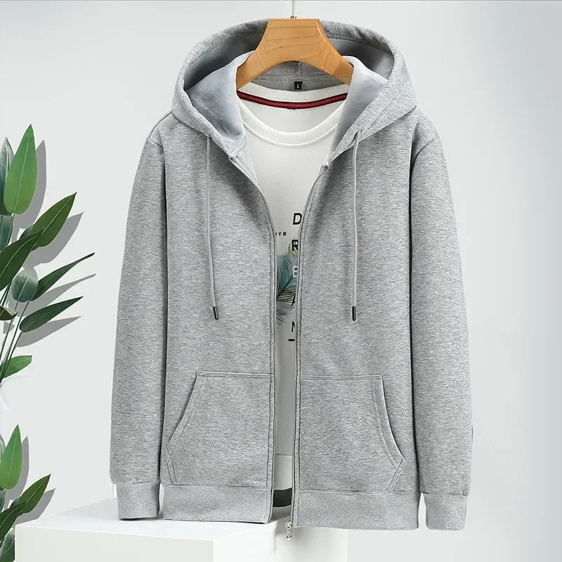 Large Size Men's Zip Up Hooded Sweatshirt