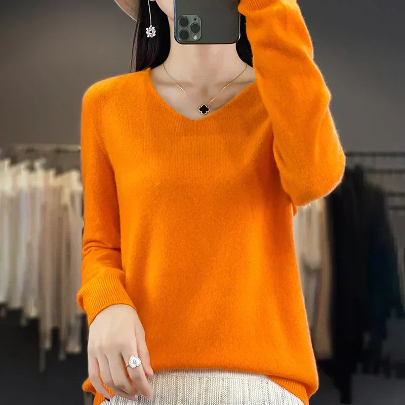 Cozy Australian Merino Wool V-Neck Sweater