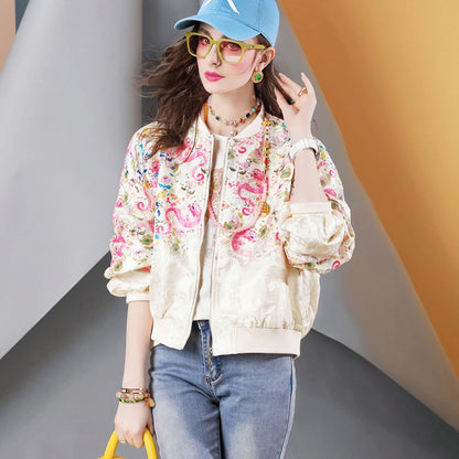 Floral Oriental Embroidered Spring Coat