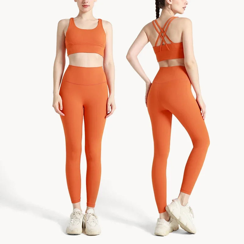 Women's Breathable Yoga Set 2 Piece Sports Leggings Top