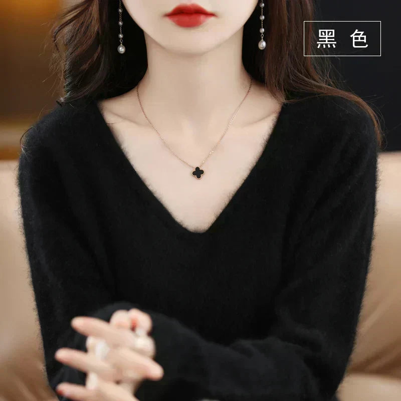 Luxurious Cashmere V Neck Sweater for Women
