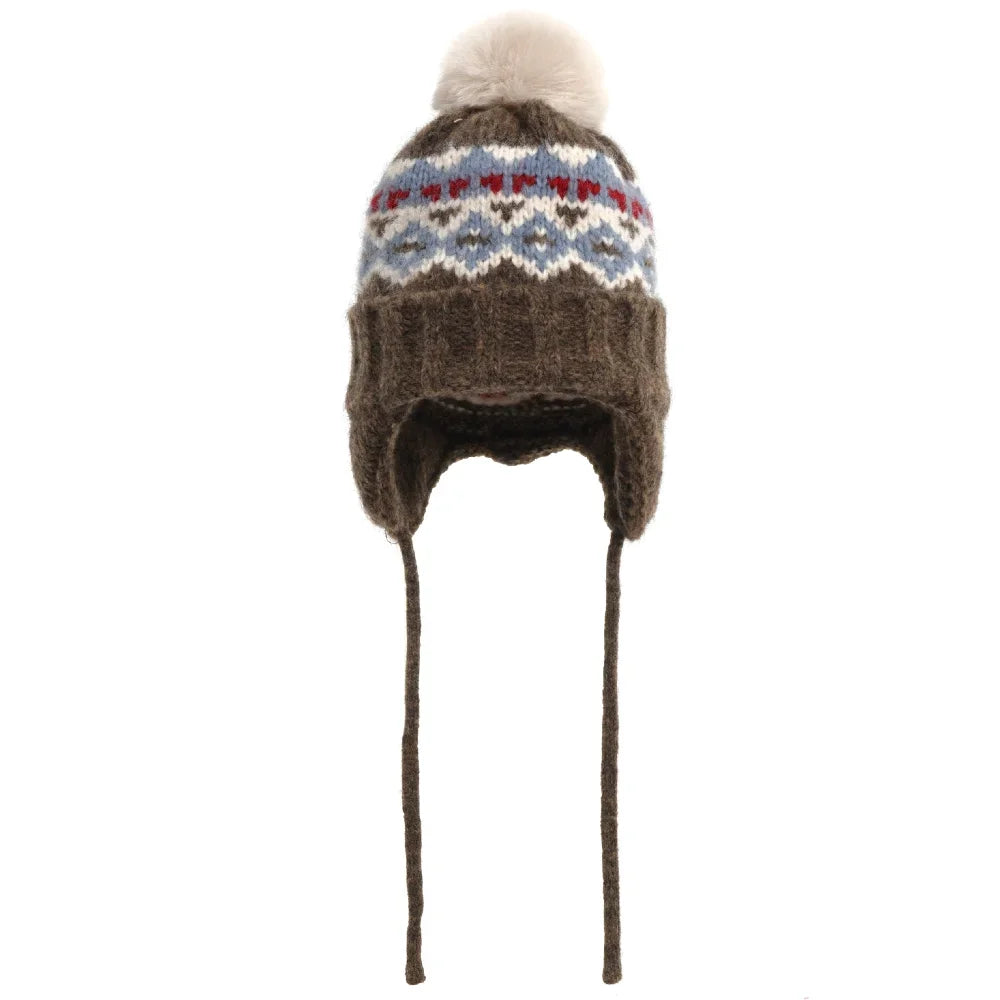 Warm Women's Knit Hat with Fur Pom Pom