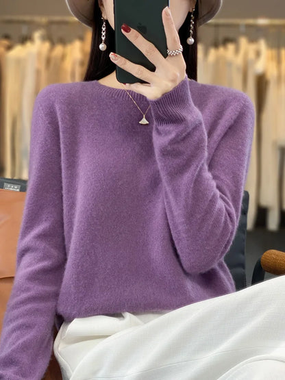 Cozy Crew Neck Women's Merino Wool Pullover Sweater