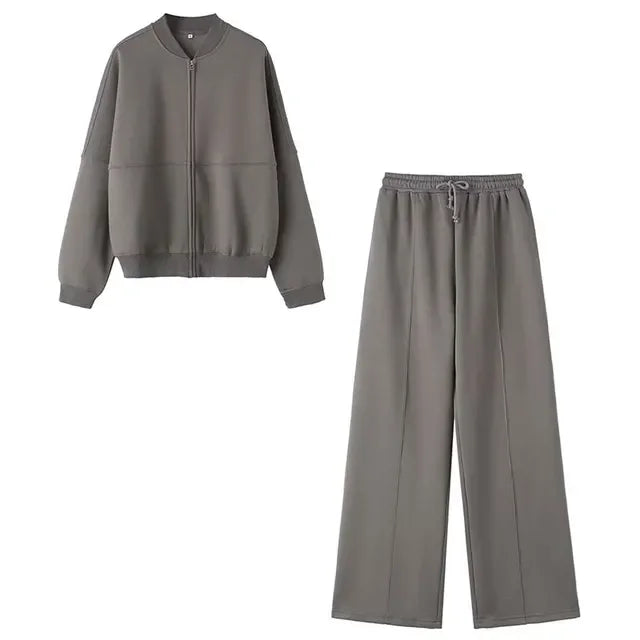 Women's Casual Knit Top and Loose Fit Pants Set