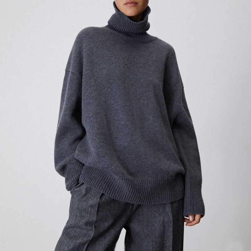 Cozy Women's Big Knit Turtleneck Winter Sweater