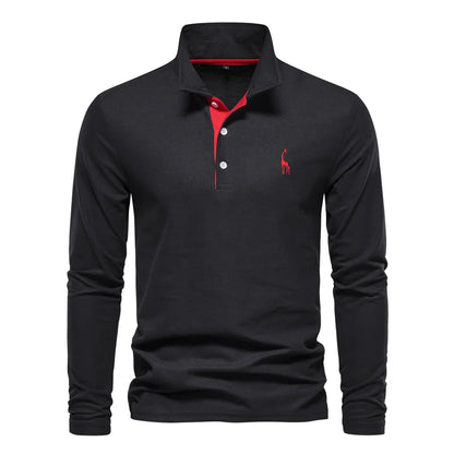 Classic Embroidered Long Sleeve Polo Shirt