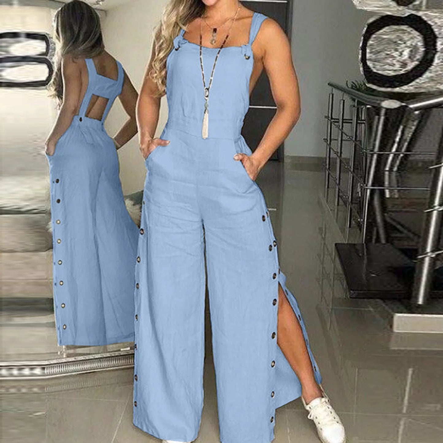 Relaxed Fit Sundress Jumpsuit for Women - VogeLuxe