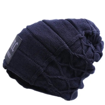 Warm Faux Fur Lined Knit Winter Hat