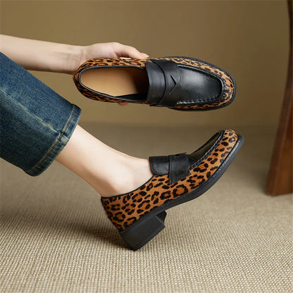 Spotted Slip On Leather Shoes - VogeLuxe