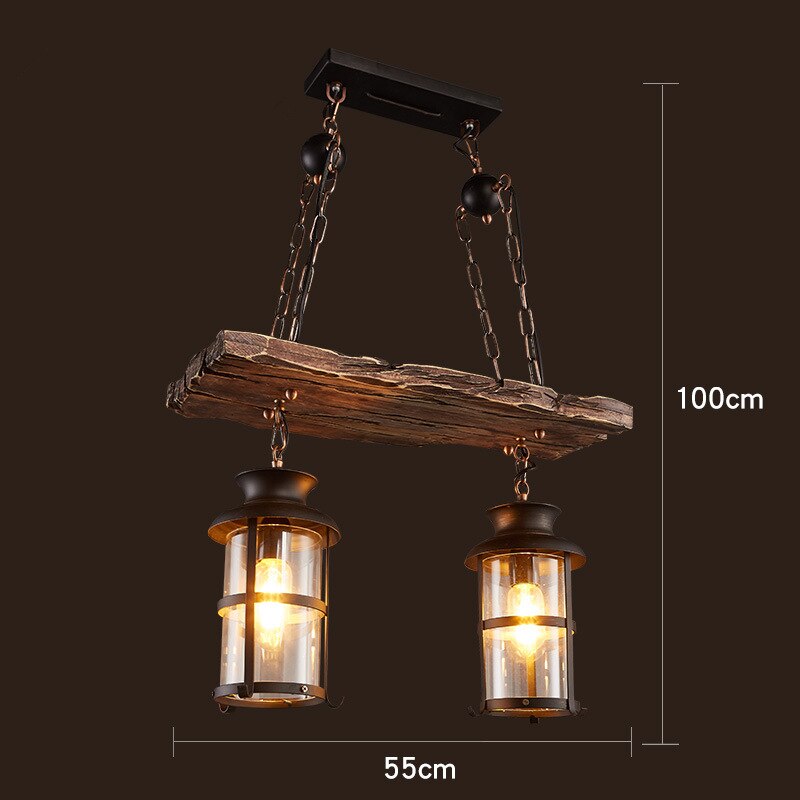 Rustic Wooden LED Pendant Light
