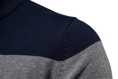 VogeLuxe | Men’s Color Block Quarter Zip Knit Sweater