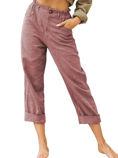 Lightweight Women's Casual Linen Pants with Pockets