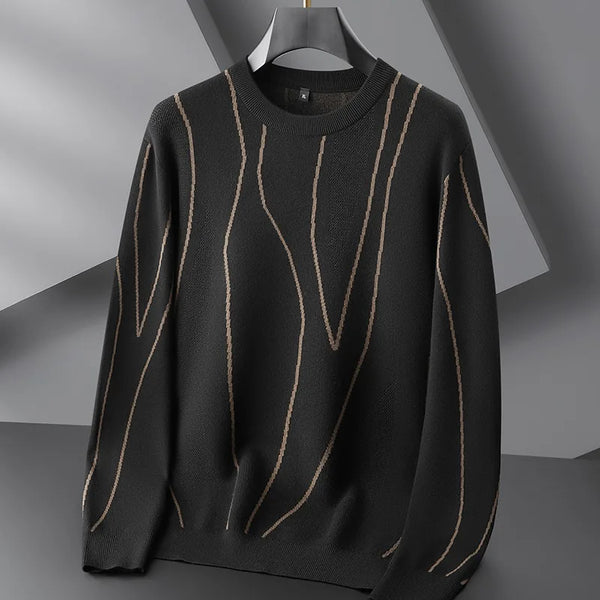 Soft Black Crew Neck Cashmere Sweater for Men