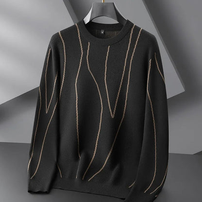 Soft Black Crew Neck Cashmere Sweater for Men