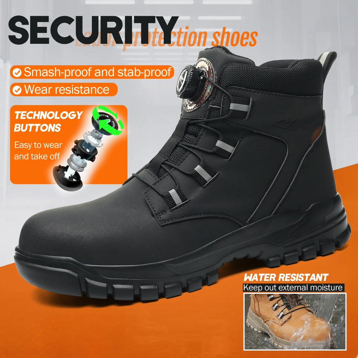 Men’s Heavy Duty Work Boot High Cut Lug Sole Dial Closure – VogeLuxe