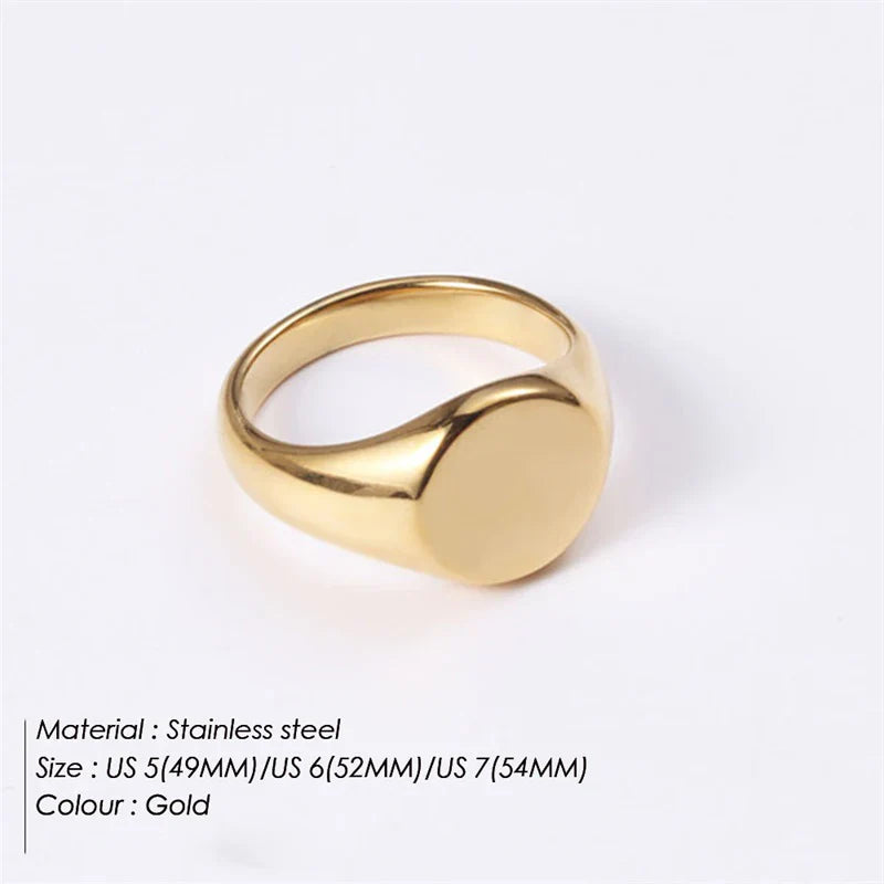 Simple Gold Tone Circular Women's Party Ring