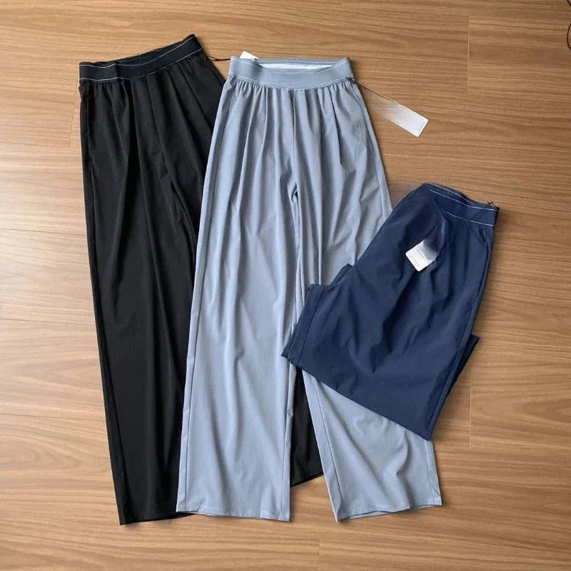 Comfortable Women's Elastic Wide Leg Water-Resistant Pants - VogeLuxe