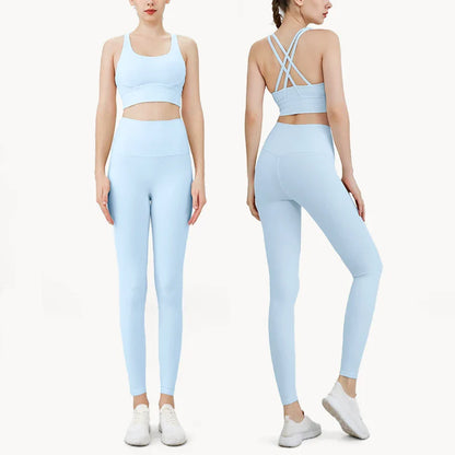 Women's Breathable Yoga Set 2 Piece Sports Leggings Top