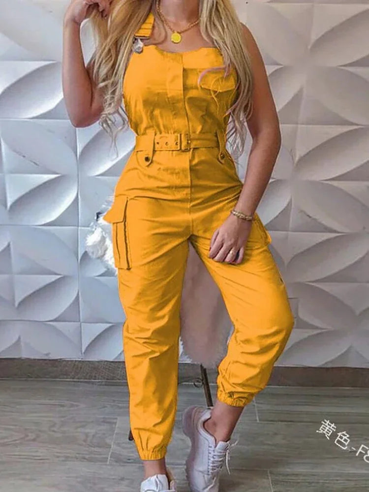 Summer Tank Jumpsuit with Adjustable Waist