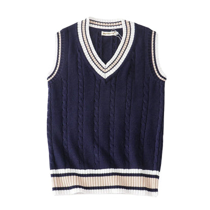 Chunky Patterned V-Neck Sweater Vest
