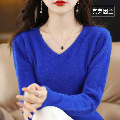 Luxurious Women's Cashmere Crew Neck Sweater, Slim Fit