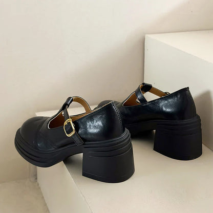 Vintage Buckle Mary Jane High Heels