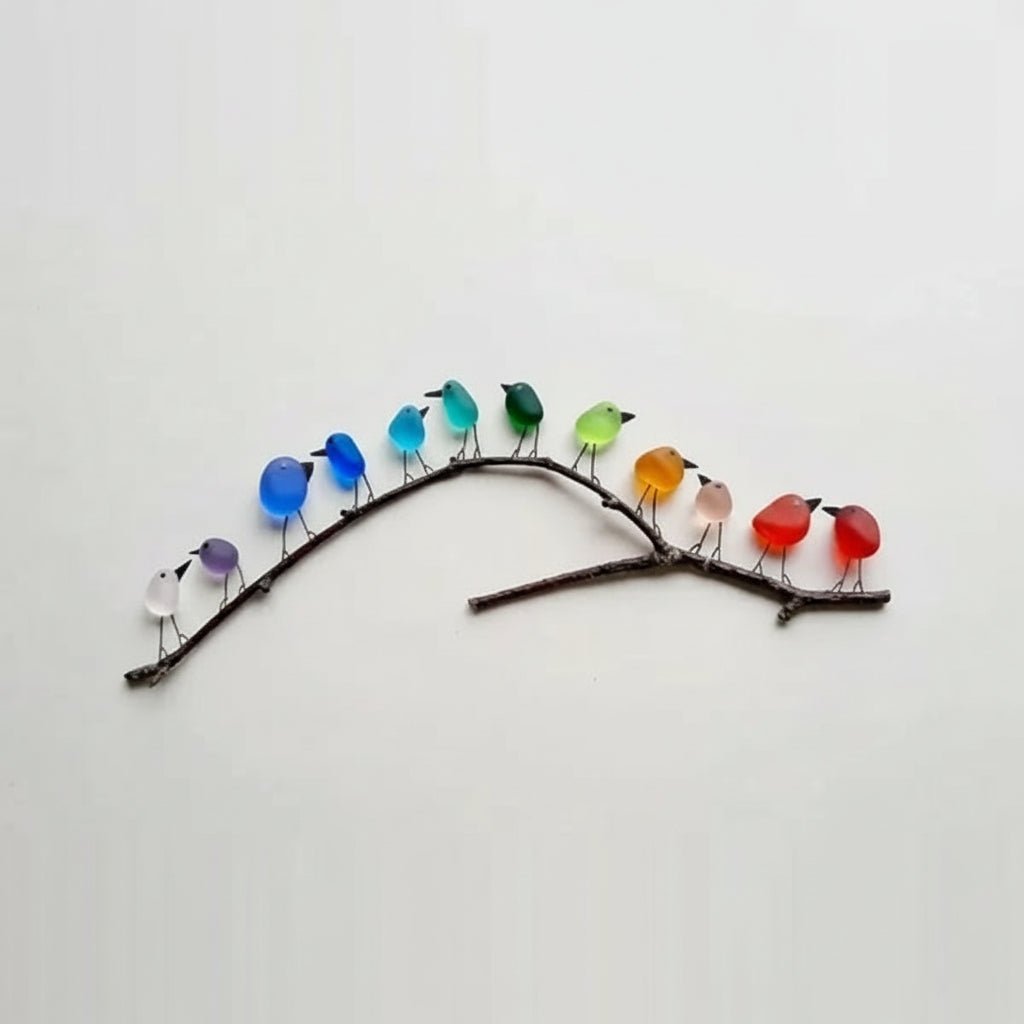 Natural Sea Glass Bird Wall Decoration Coastal Style