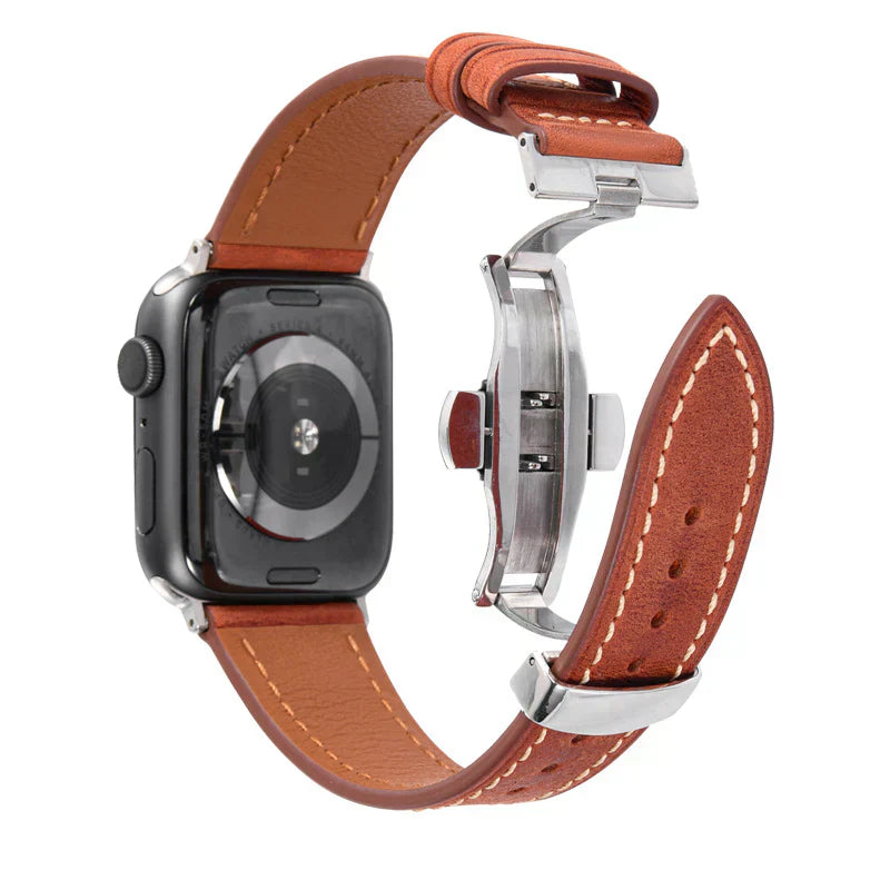 Premium Leather Strap for Apple Watch with Secure Buckle