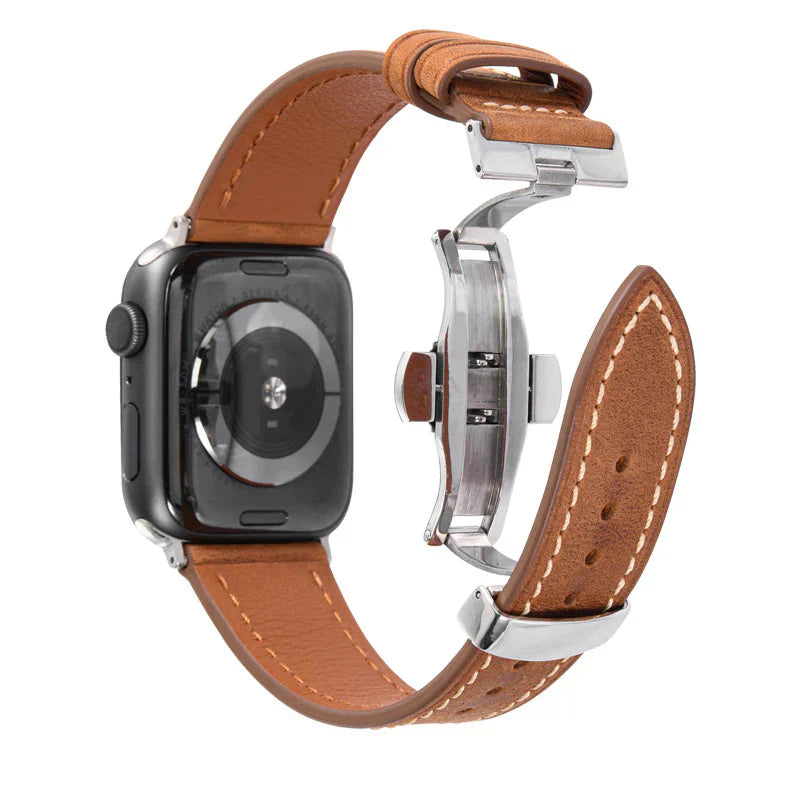 Premium Leather Strap for Apple Watch with Secure Buckle