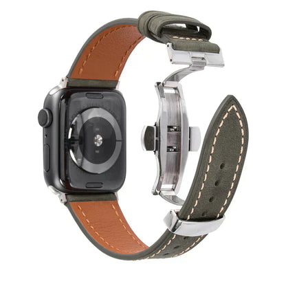 Premium Leather Strap for Apple Watch with Secure Buckle