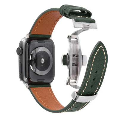 Premium Leather Strap for Apple Watch with Secure Buckle