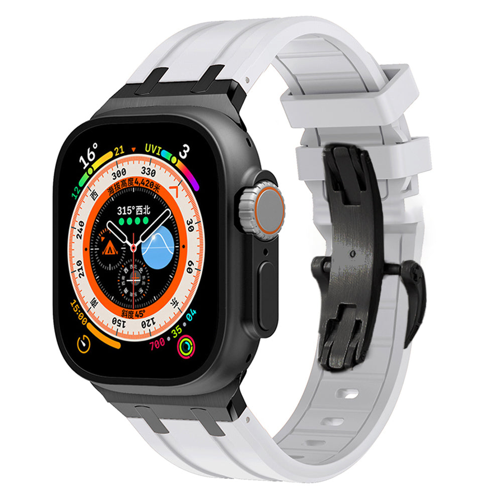 Durable Silicone Watch Strap With Secure Buckle And Metal Fittings
