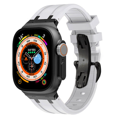 Durable Silicone Watch Strap With Secure Buckle And Metal Fittings