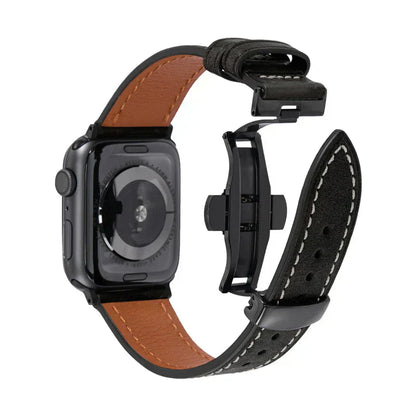 Premium Leather Strap for Apple Watch with Secure Buckle