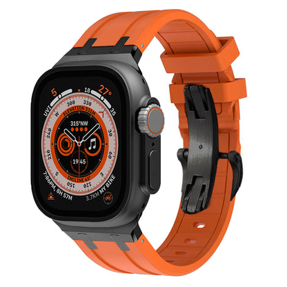 Durable Silicone Watch Strap With Secure Buckle And Metal Fittings