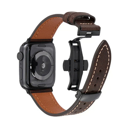 Premium Leather Strap for Apple Watch with Secure Buckle