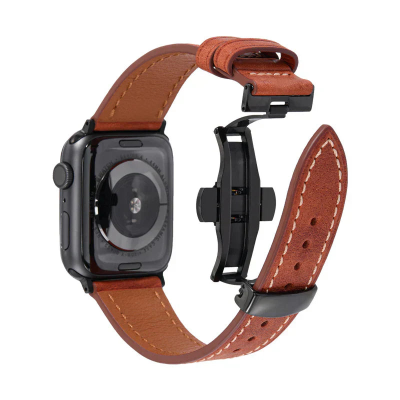 Premium Leather Strap for Apple Watch with Secure Buckle